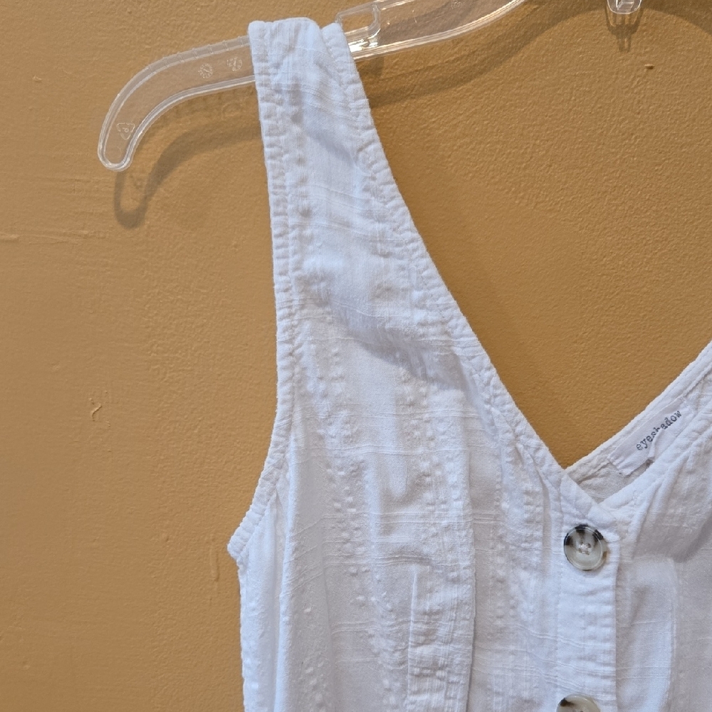 Eyeshadow White Button-Down Summer Vacation Resort Wear Sleeveless Midi Dress - Picture 2 of 6